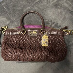 Coach Quilted Brown Leather Satchel